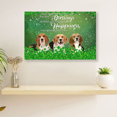 Beagle Dog Canvas Wall Art Prints | St.Patrick's Day | Home Décor Gift for Pocket Beagle Puppies Lover