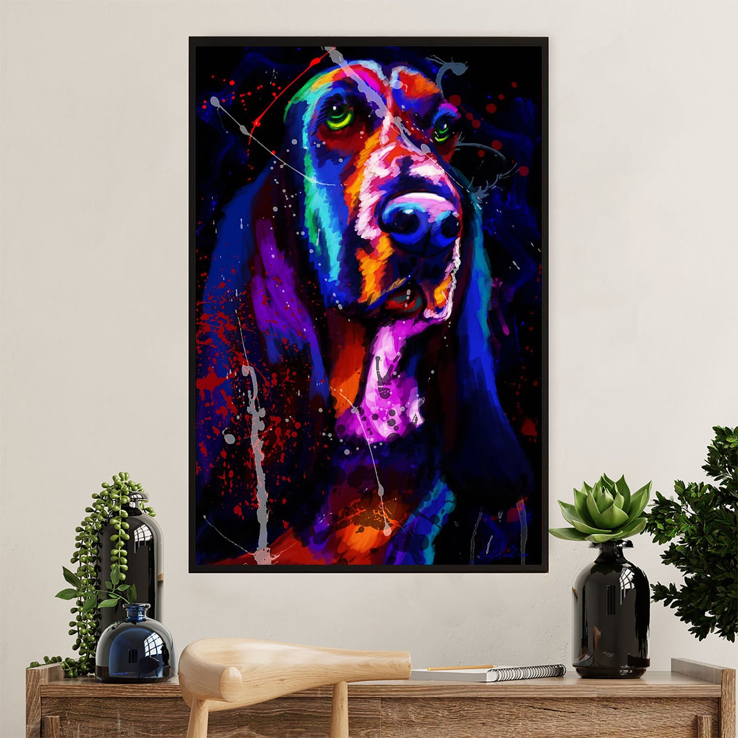 Basset Hound Dog Poster | Watercolor Dog Paitning | Wall Art Gift for Miniature Basset Hound Puppies Lover