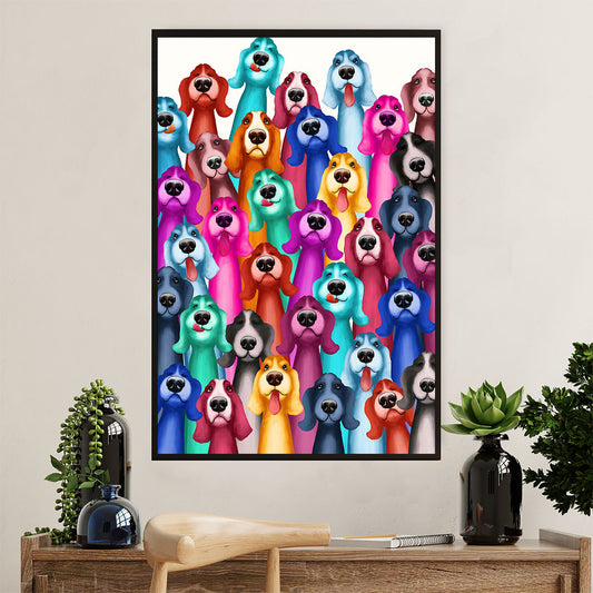 Basset Hound Dog Poster | Multi Dog | Wall Art Gift for Miniature Basset Hound Puppies Lover