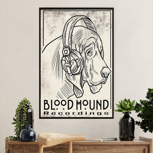 Basset Hound Dog Poster | Blood Hound Recordings | Wall Art Gift for Miniature Basset Hound Puppies Lover