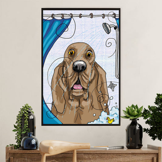 Basset Hound Dog Poster | Funny Dog In Bath | Wall Art Gift for Miniature Basset Hound Puppies Lover