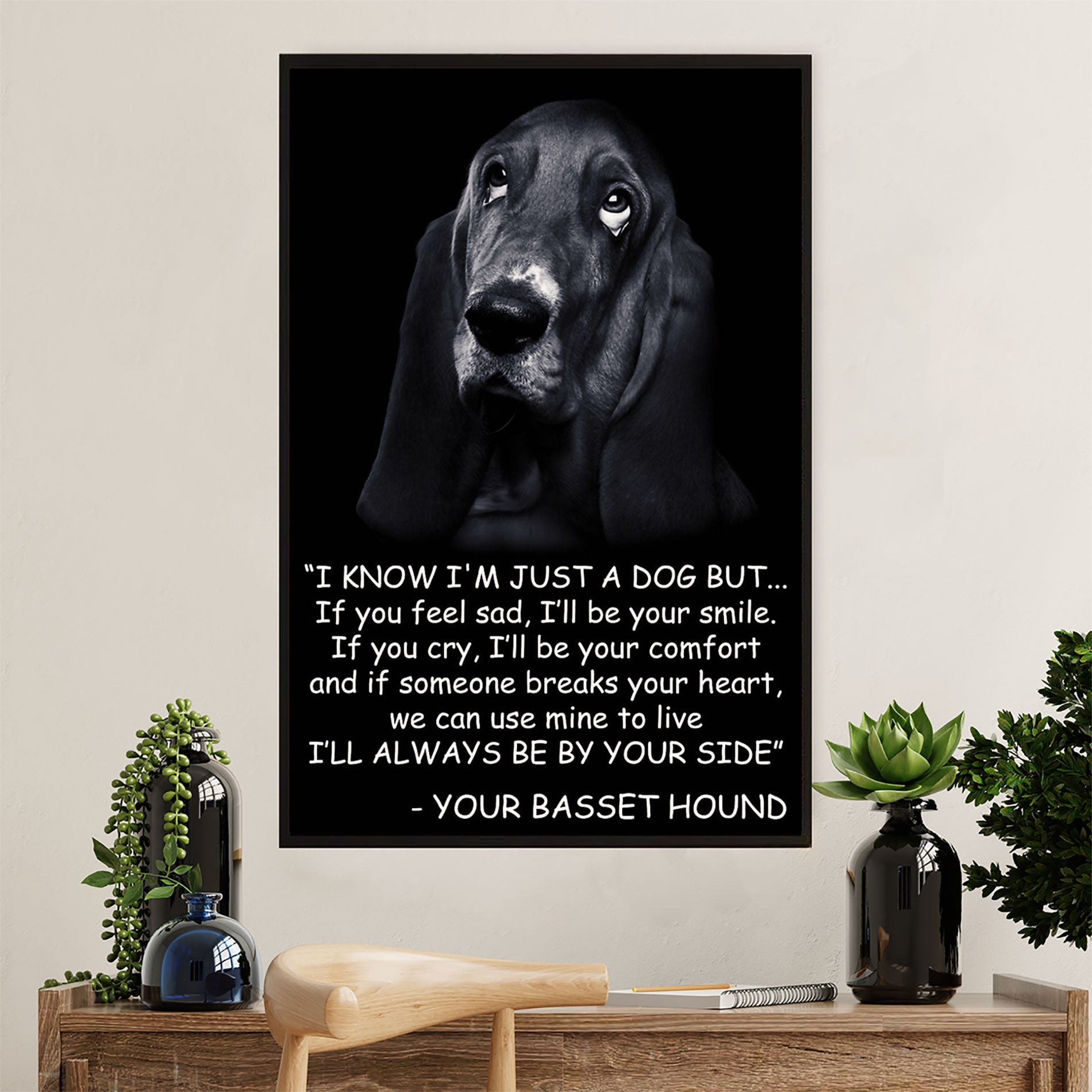Basset Hound Dog Canvas Wall Art | From Dog to Mom Dad | Gift for Miniature Puppies Lover