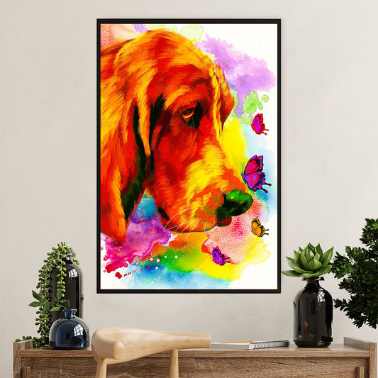 Basset Hound Dog Poster | Watercolor Dog Butterfly Paitning | Wall Art Gift for Miniature Basset Hound Puppies Lover