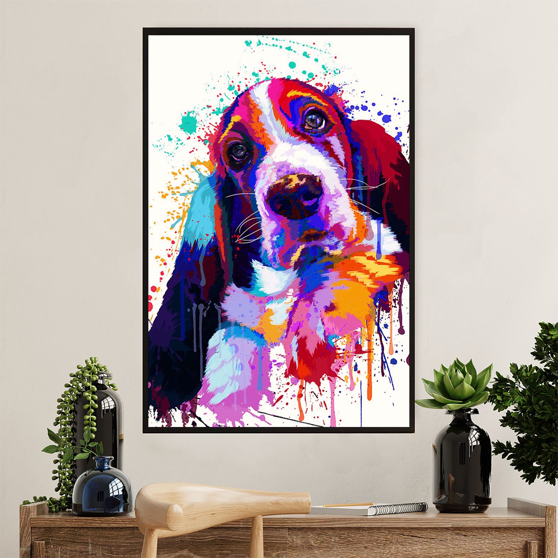 Basset Hound Dog Poster | Watercolor Dog Paitning | Wall Art Gift for Miniature Basset Hound Puppies Lover