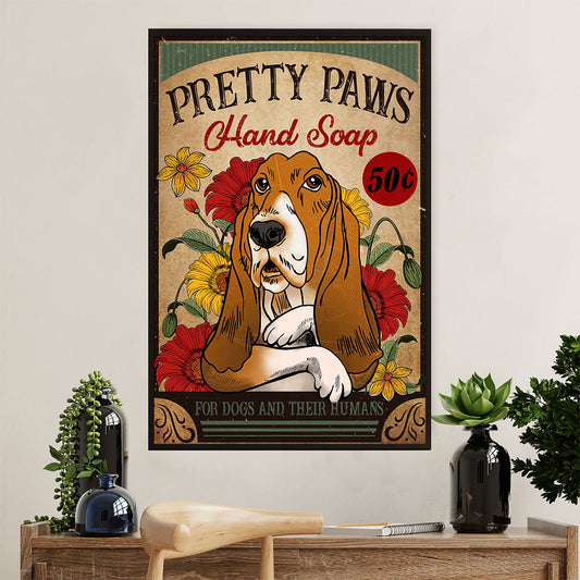 Basset Hound Dog Poster | Pretty Paws | Wall Art Gift for Miniature Basset Hound Puppies Lover