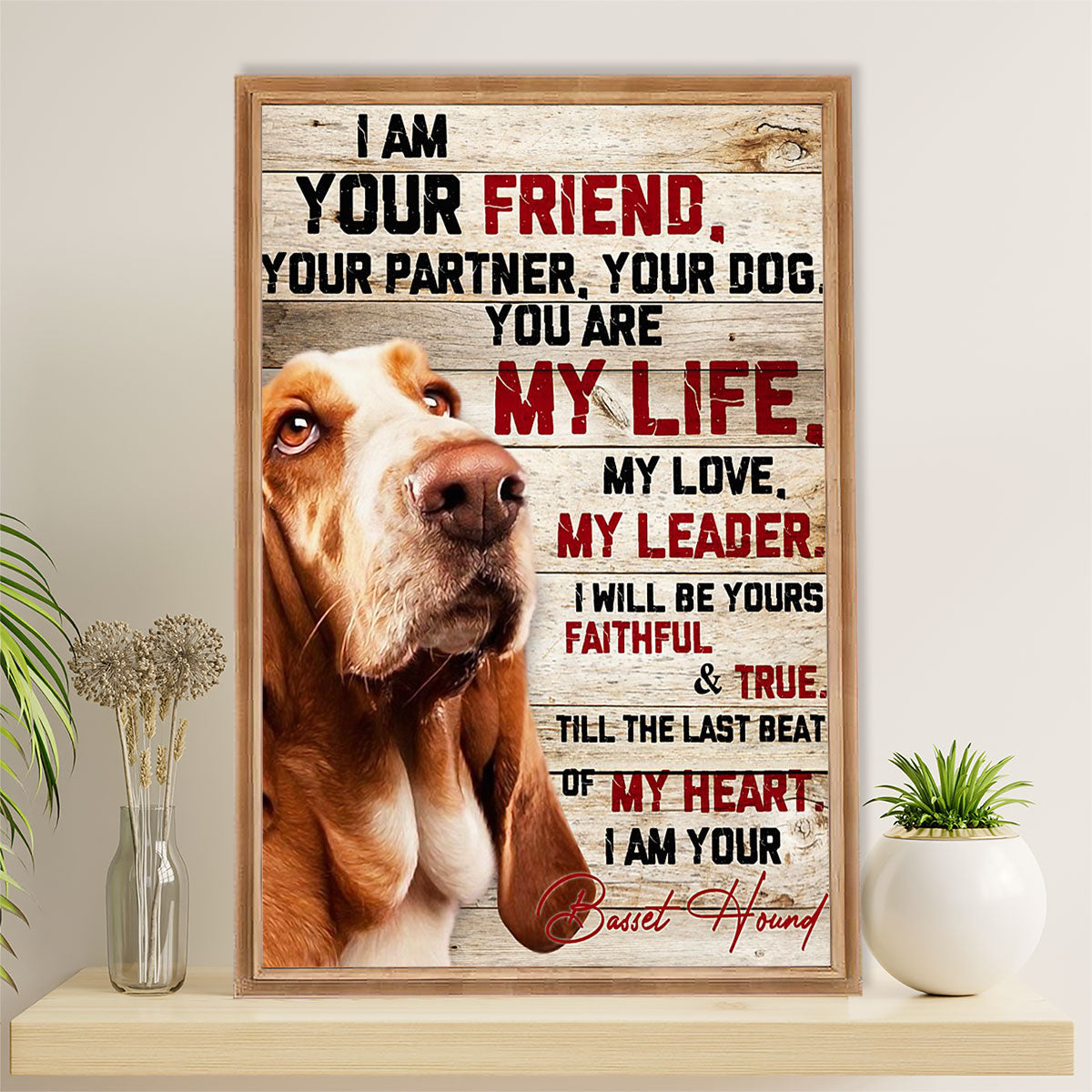 Basset Hound Dog Canvas Wall Art | I Am Your Friend | Gift for Miniature Puppies Lover