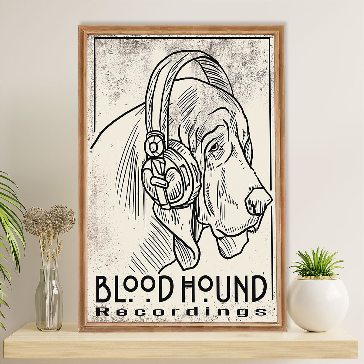 Basset Hound Dog Canvas Wall Art | Blood Hound Recordings | Gift for Miniature Puppies Lover