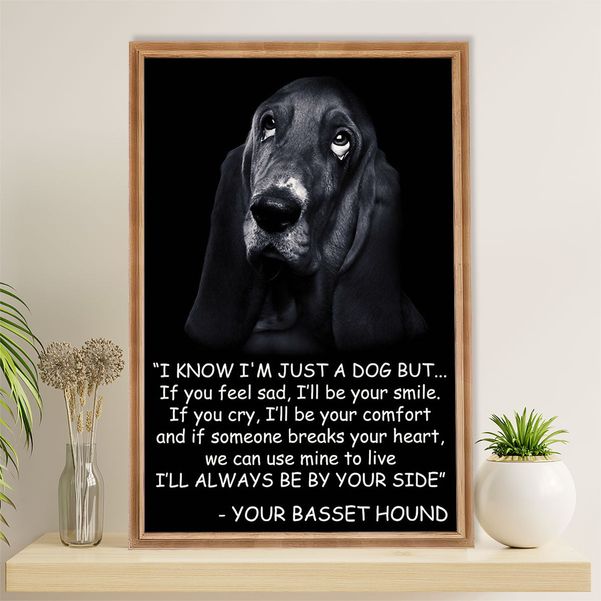 Basset Hound Dog Canvas Wall Art | From Dog to Mom Dad | Gift for Miniature Puppies Lover