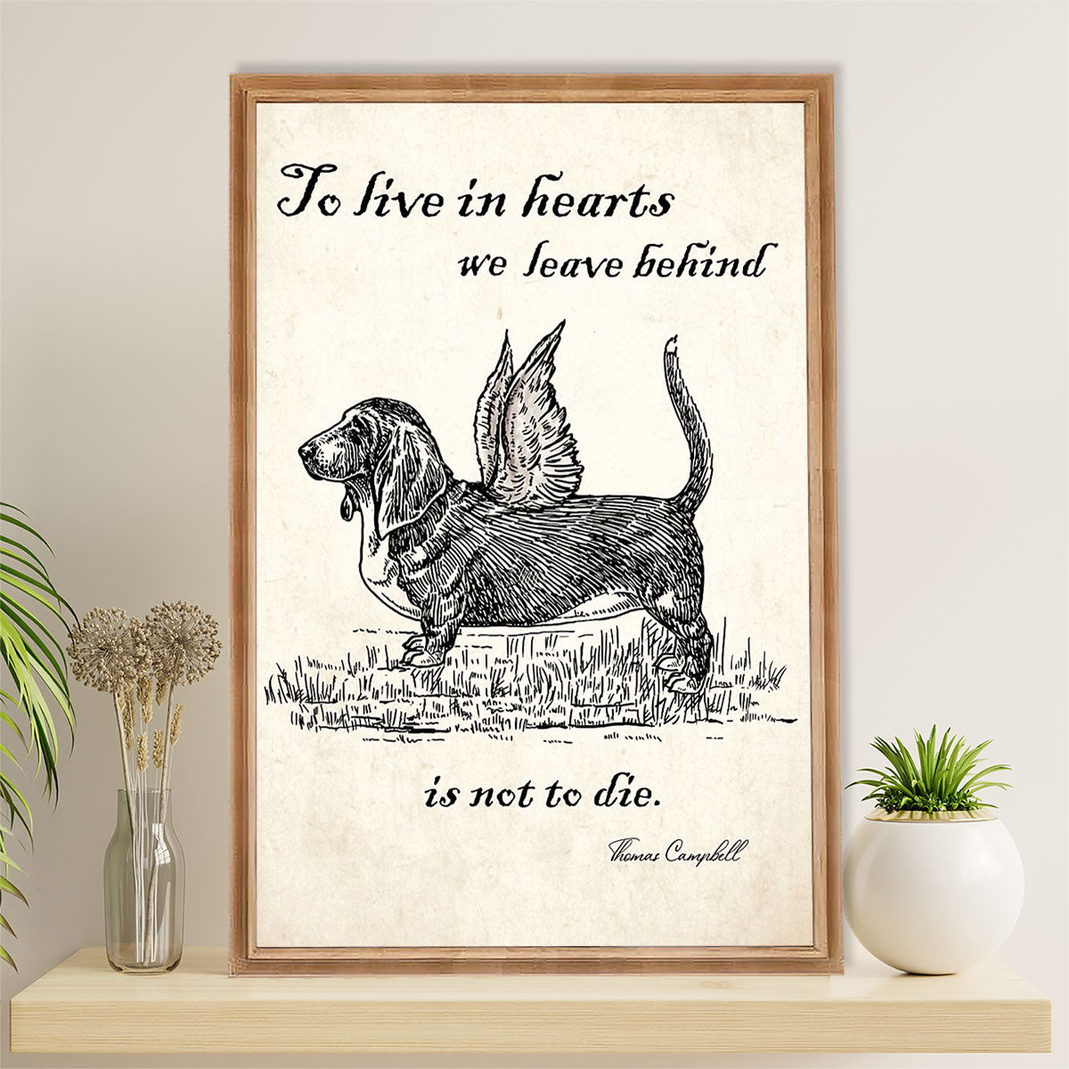 Basset Hound Dog Canvas Wall Art | Memorial Dog | Gift for Miniature Puppies Lover