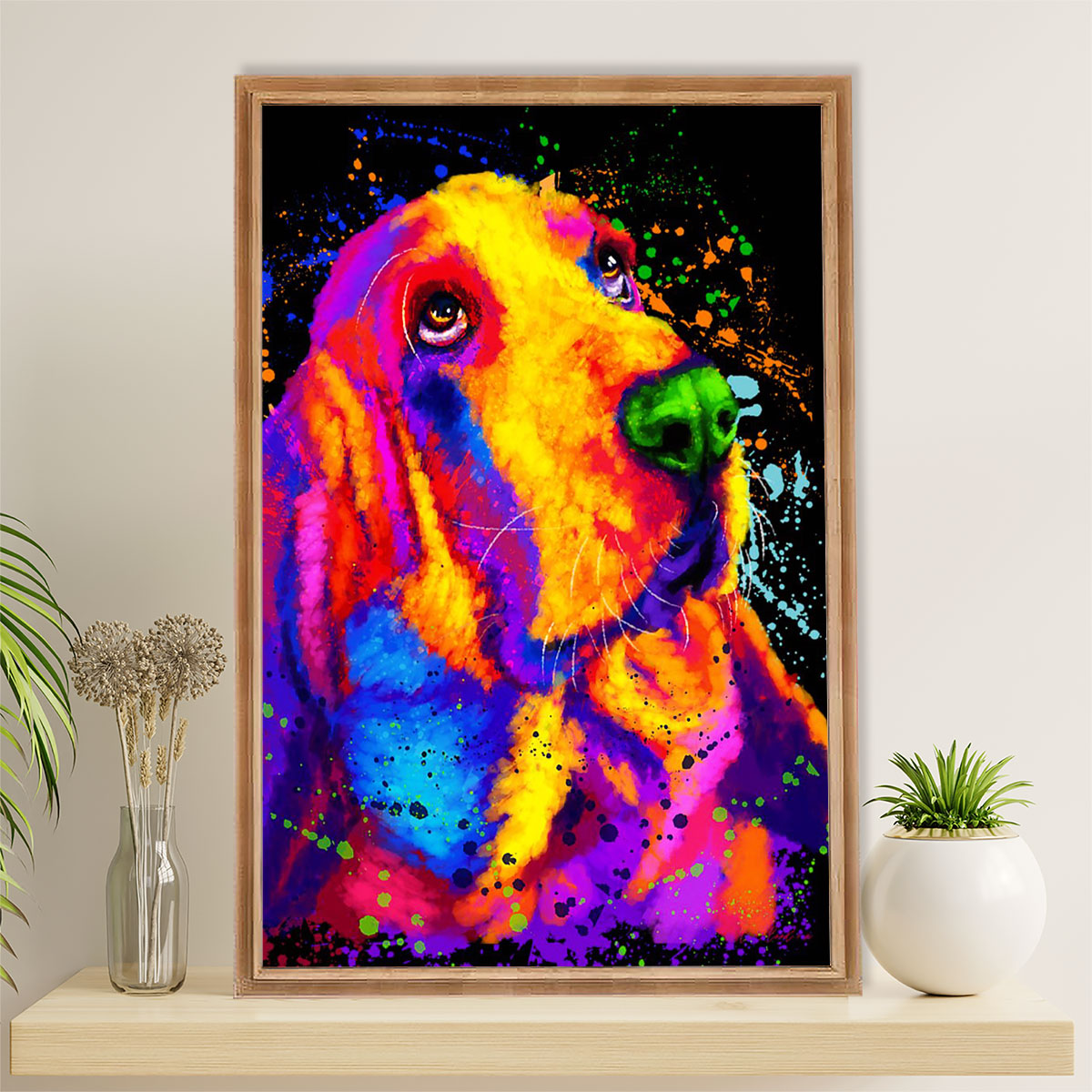 Basset Hound Dog Canvas Wall Art | Watercolor Dog Paitning | Gift for Miniature Puppies Lover