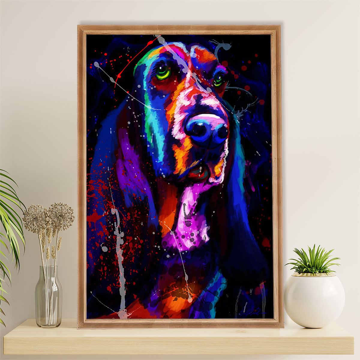 Basset Hound Dog Poster | Watercolor Dog Paitning | Wall Art Gift for Miniature Basset Hound Puppies Lover