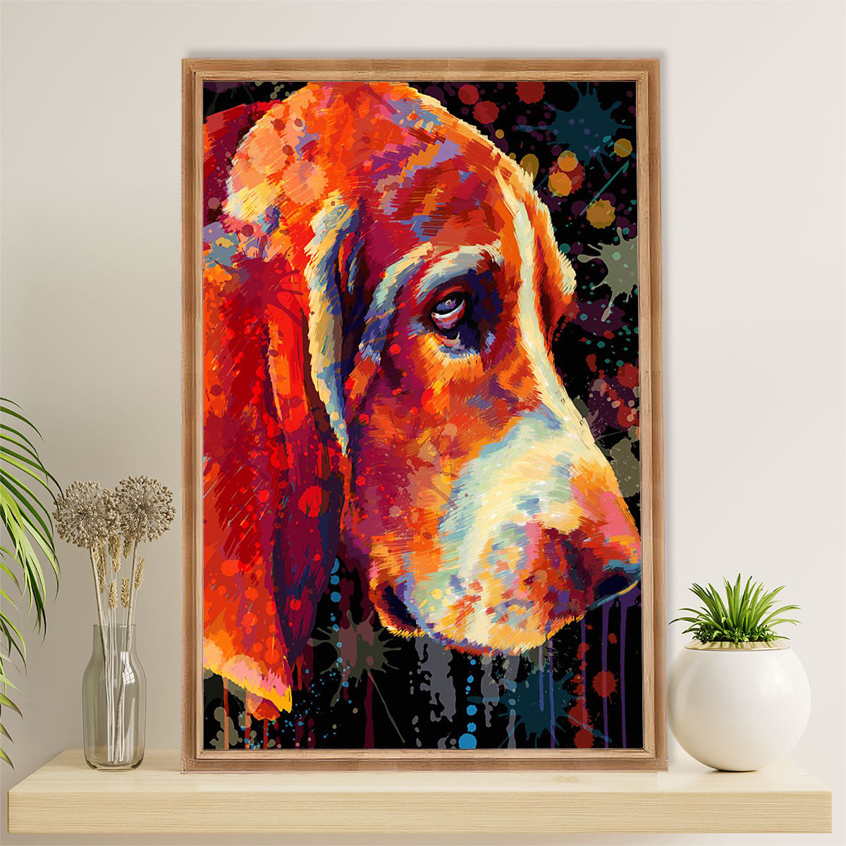 Basset Hound Dog Poster | Watercolor Dog Paitning | Wall Art Gift for Miniature Basset Hound Puppies Lover