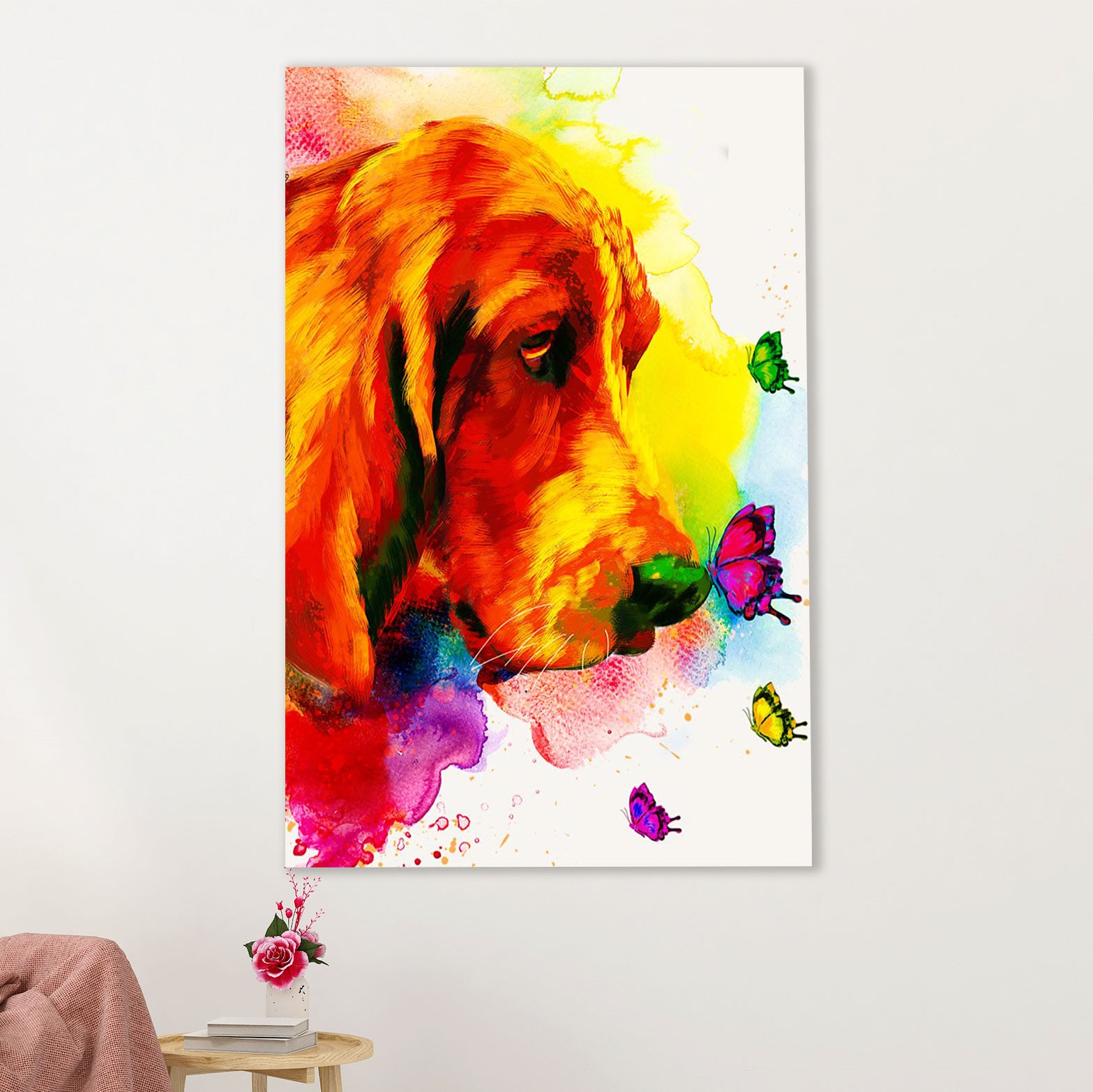 Basset Hound Dog Canvas Wall Art | Watercolor Dog Paitning | Gift for Miniature Puppies Lover