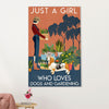 Basset Hound Dog Poster | Girl Loves Dogs & Gardening | Wall Art Gift for Miniature Basset Hound Puppies Lover