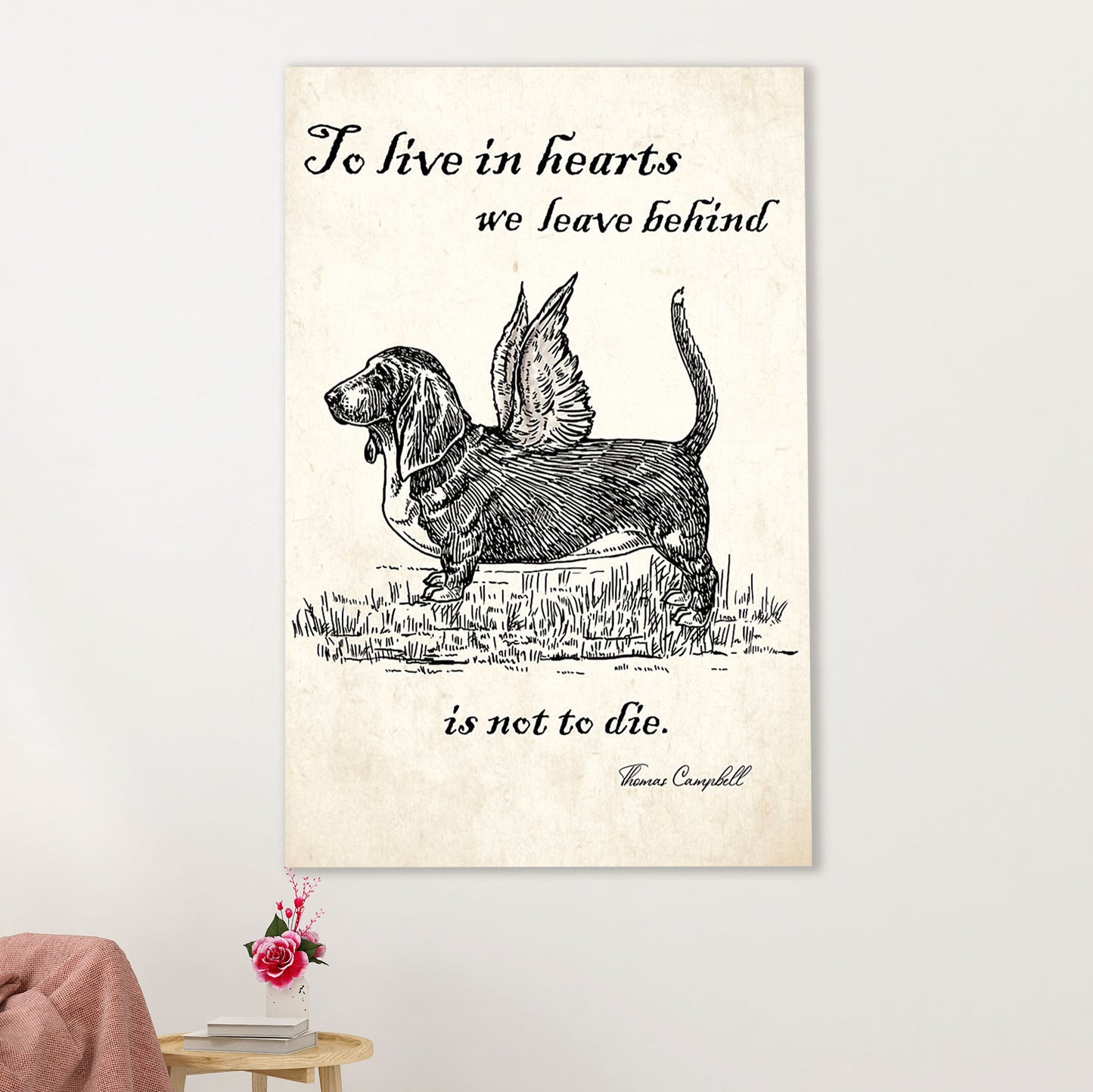 Basset Hound Dog Canvas Wall Art | Memorial Dog | Gift for Miniature Puppies Lover