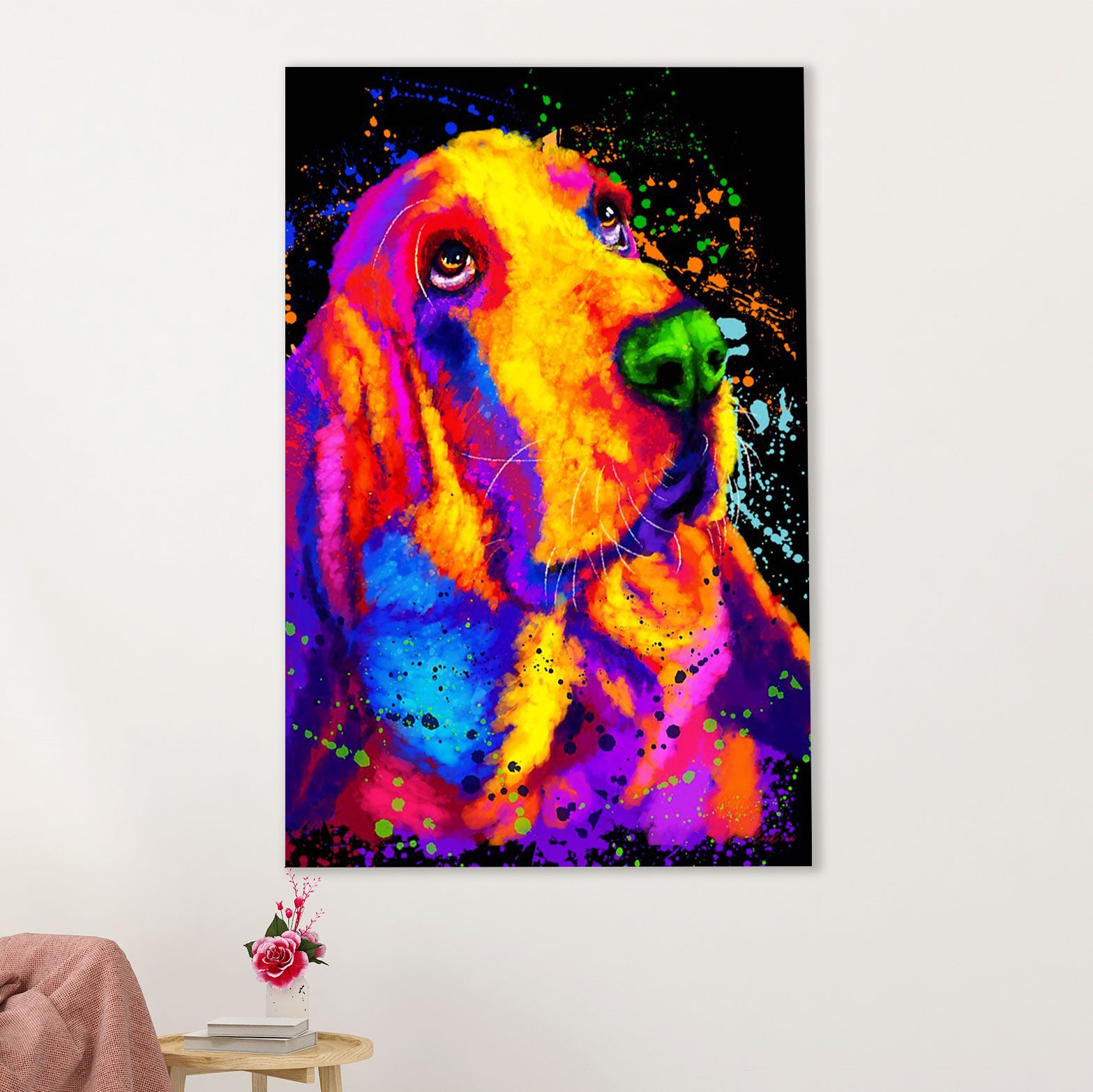 Basset Hound Dog Canvas Wall Art | Watercolor Dog Paitning | Gift for Miniature Puppies Lover