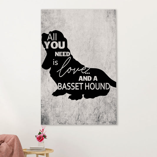 Basset Hound Dog Canvas Wall Art | Lovely Quotes Dog | Gift for Miniature Puppies Lover