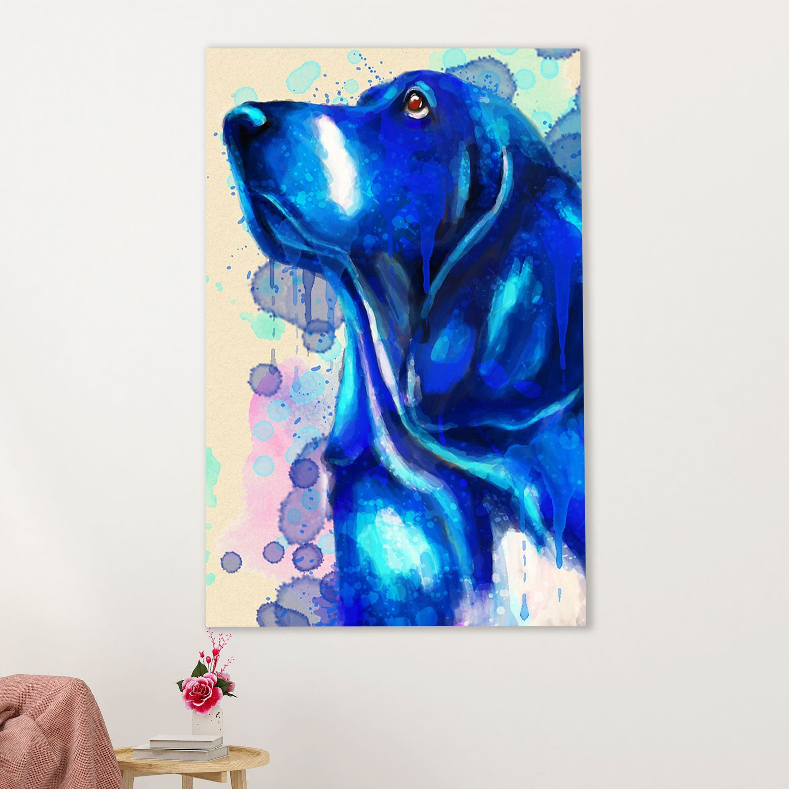 Basset Hound Dog Poster | Watercolor Dog Paitning | Wall Art Gift for Miniature Basset Hound Puppies Lover