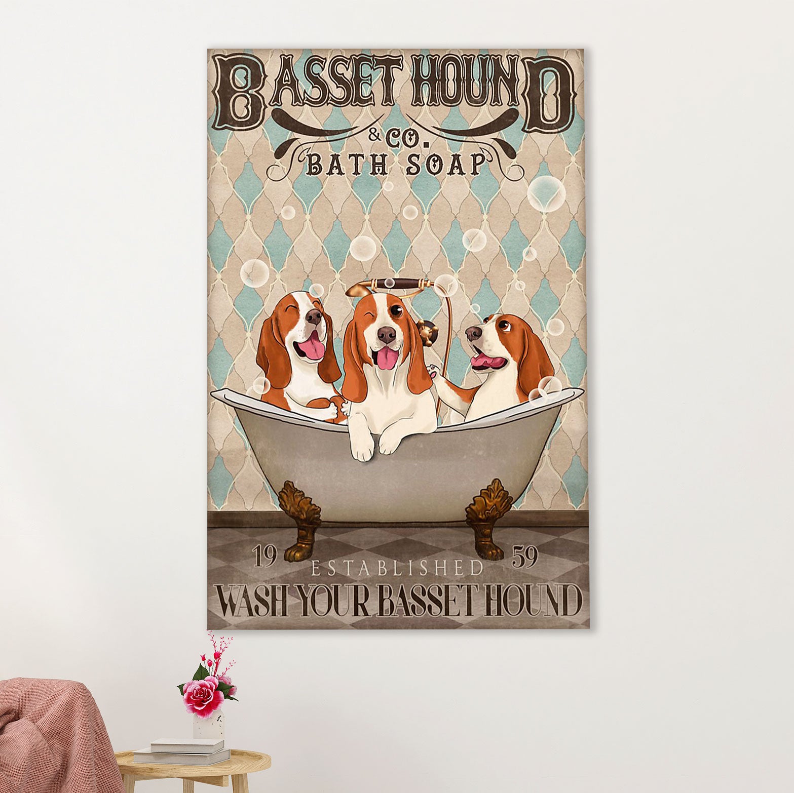 Basset Hound Dog Poster | Dog Bath Soap | Wall Art Gift for Miniature Basset Hound Puppies Lover