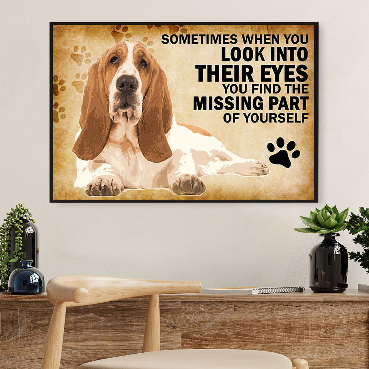 Basset Hound Canvas Wall Art | Missing Part Of Yourself | Home Décor Gift for Miniature Puppies Lover