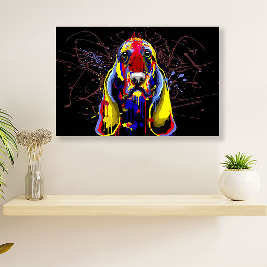 Basset Hound Canvas Wall Art | Watercolor Dog Painting | Home Décor Gift for Miniature Puppies Lover