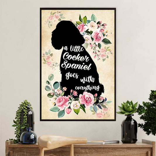 Cocker Spaniel Dog Poster | Flower Little Cocker Spaniel | Wall Art Gift for Cocker Spaniel Puppies Lover