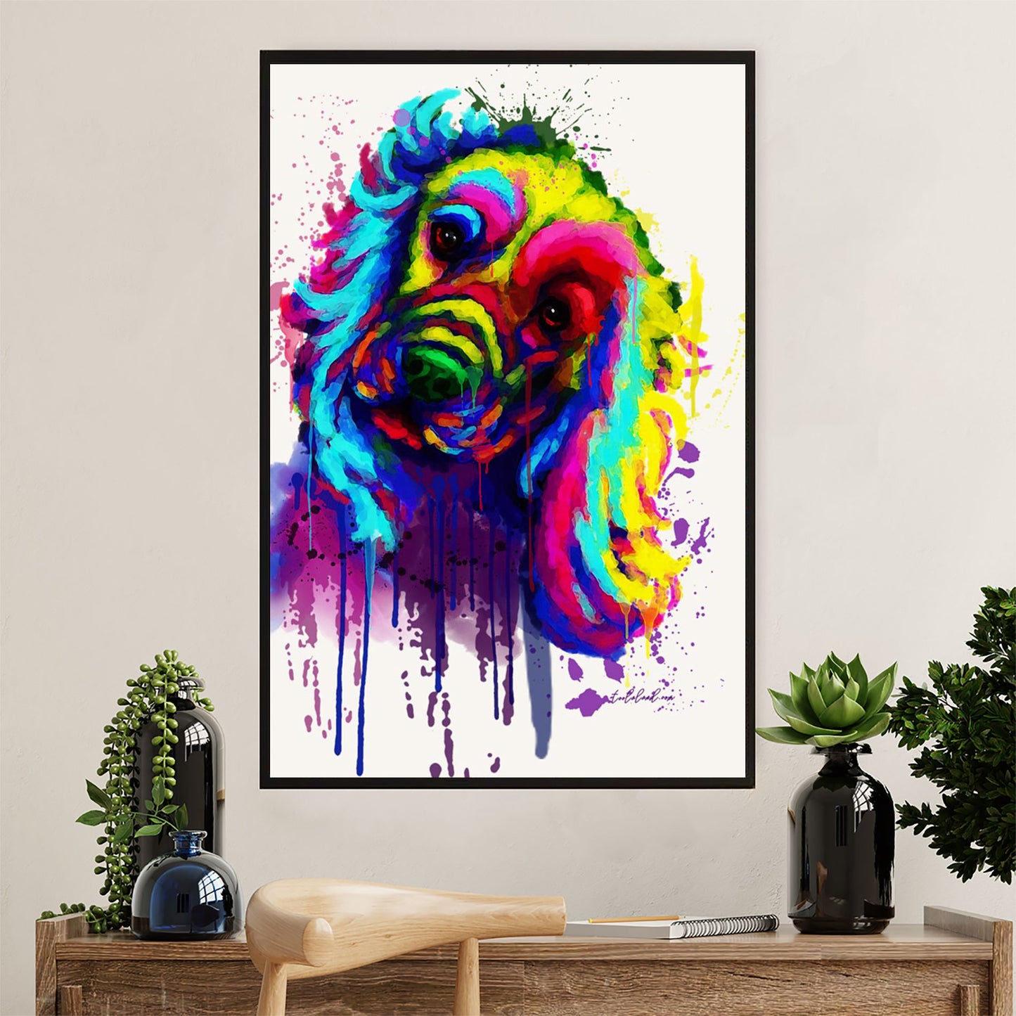 Cocker Spaniel Canvas Wall Art | Colorful Watercolor Dog Painting | Gift for Cocker Spaniel Puppies Lover