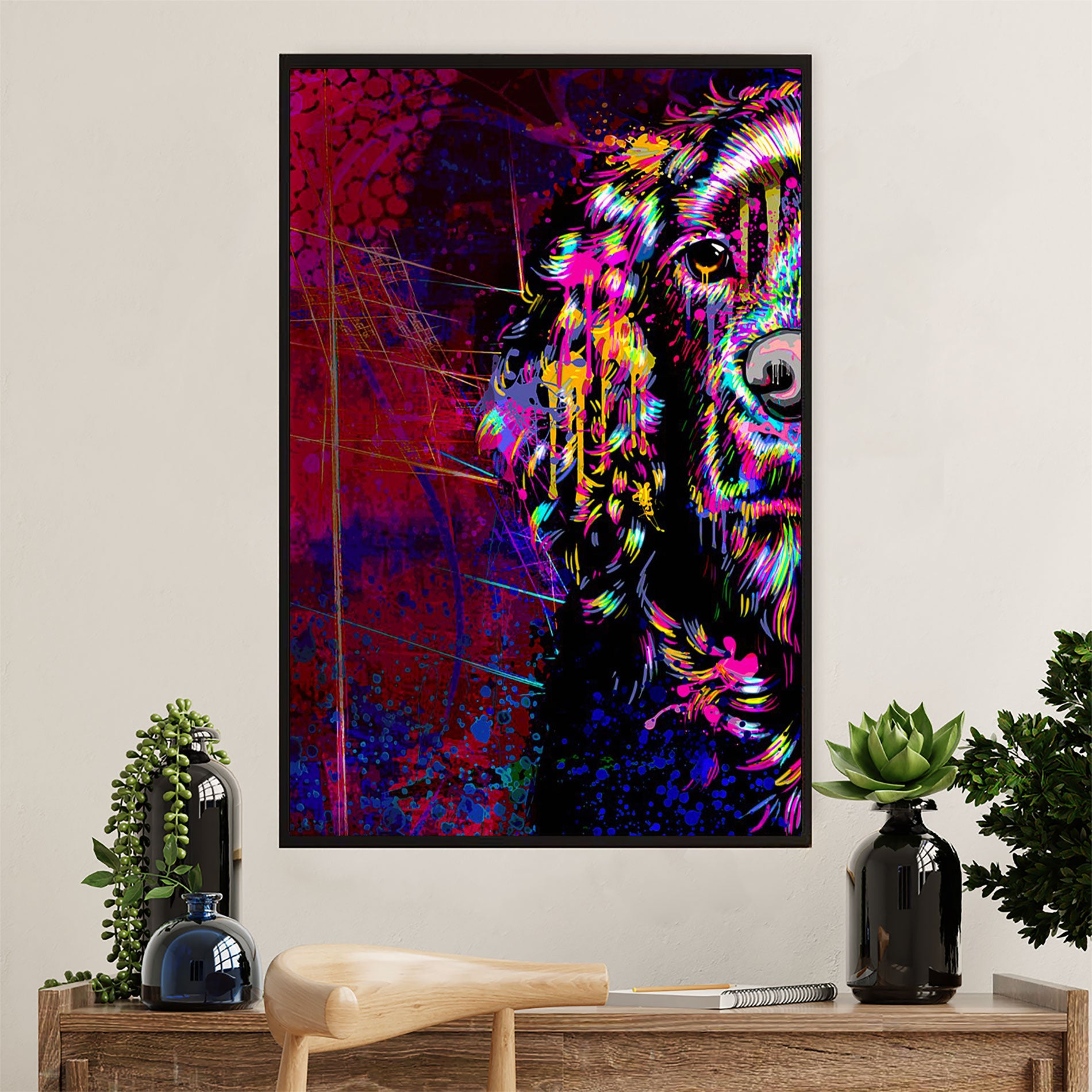 Cocker Spaniel Canvas Wall Art | Colorful Watercolor Dog Painting | Gift for Cocker Spaniel Puppies Lover