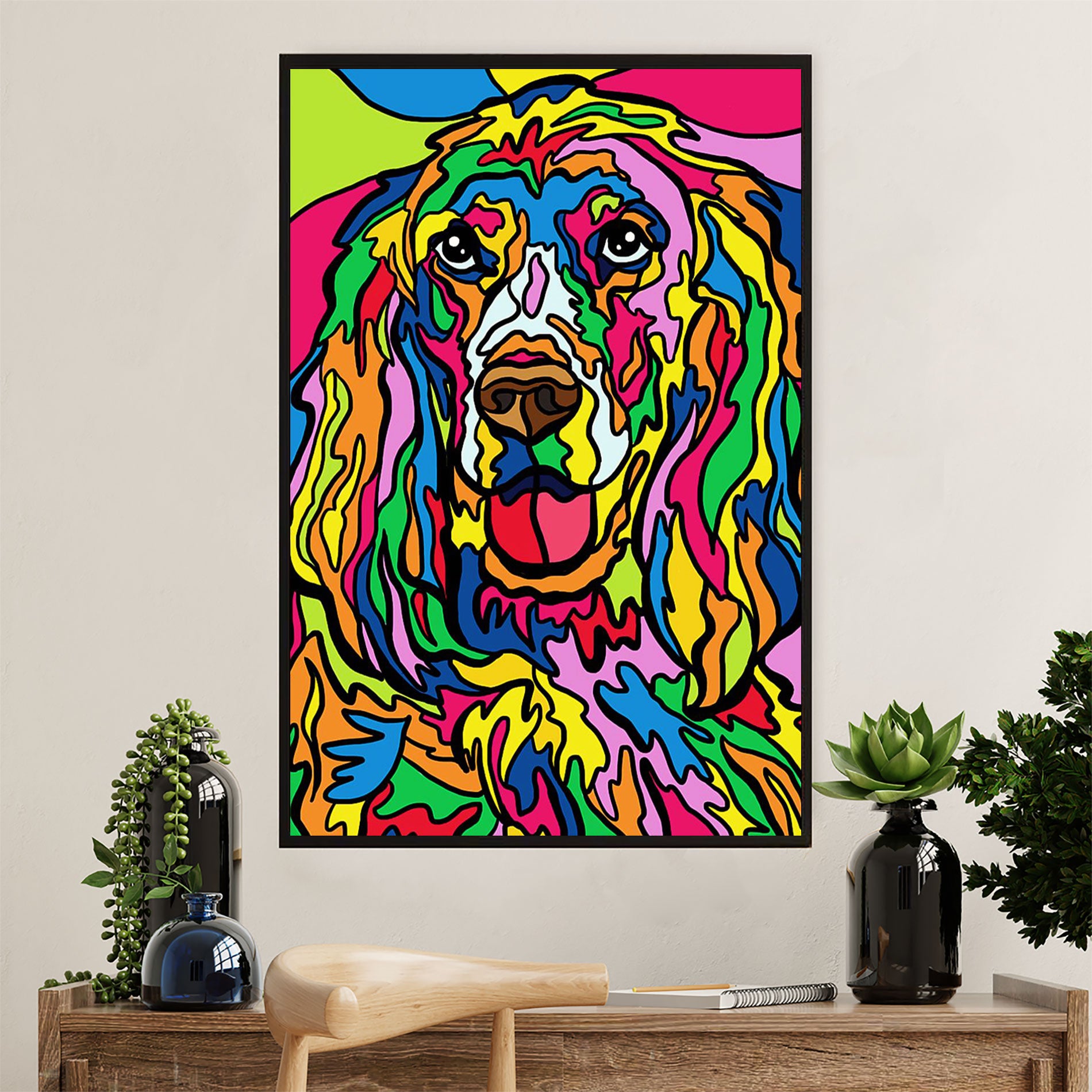 Cocker Spaniel Dog Poster | Colorful Watercolor Dog Painting | Wall Art Gift for Cocker Spaniel Puppies Lover
