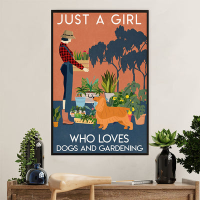 Cocker Spaniel Dog Poster | Girl Loves Gardening & Dogs | Wall Art Gift for Cocker Spaniel Puppies Lover