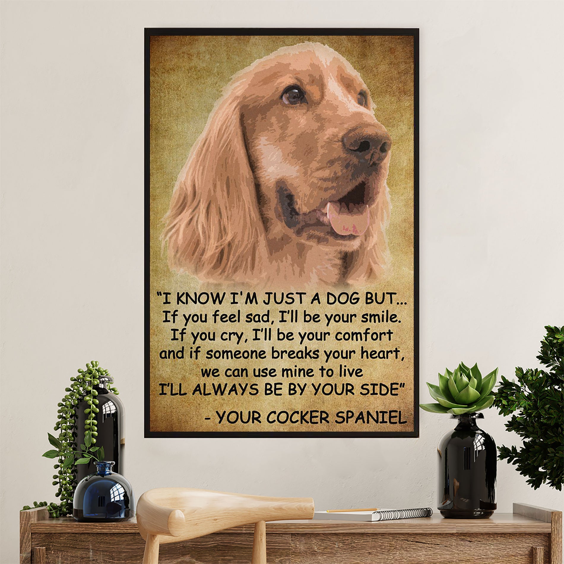 Cocker Spaniel Canvas Wall Art | From Dog to Mom Dad | Gift for Cocker Spaniel Puppies Lover