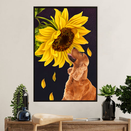 Cocker Spaniel Dog Poster | Sunflower Dog | Wall Art Gift for Cocker Spaniel Puppies Lover