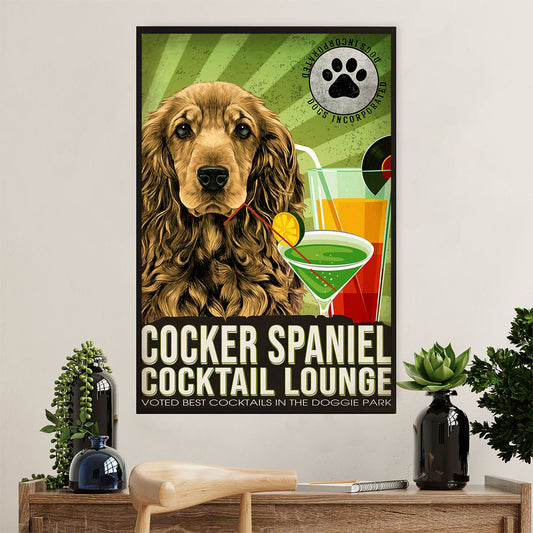Cocker Spaniel Dog Poster | Dog Cocktail Lounge | Wall Art Gift for Cocker Spaniel Puppies Lover