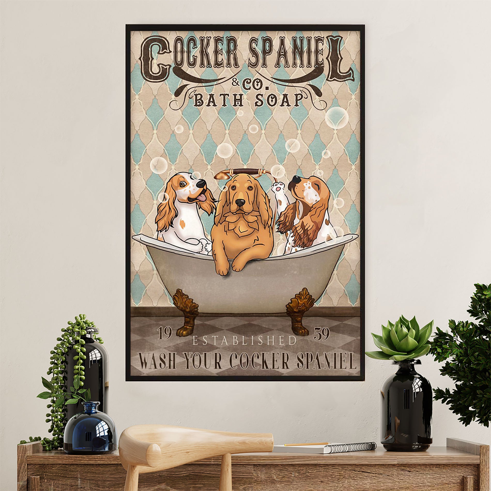 Cocker Spaniel Dog Poster | Dog Bath Soap | Wall Art Gift for Cocker Spaniel Puppies Lover