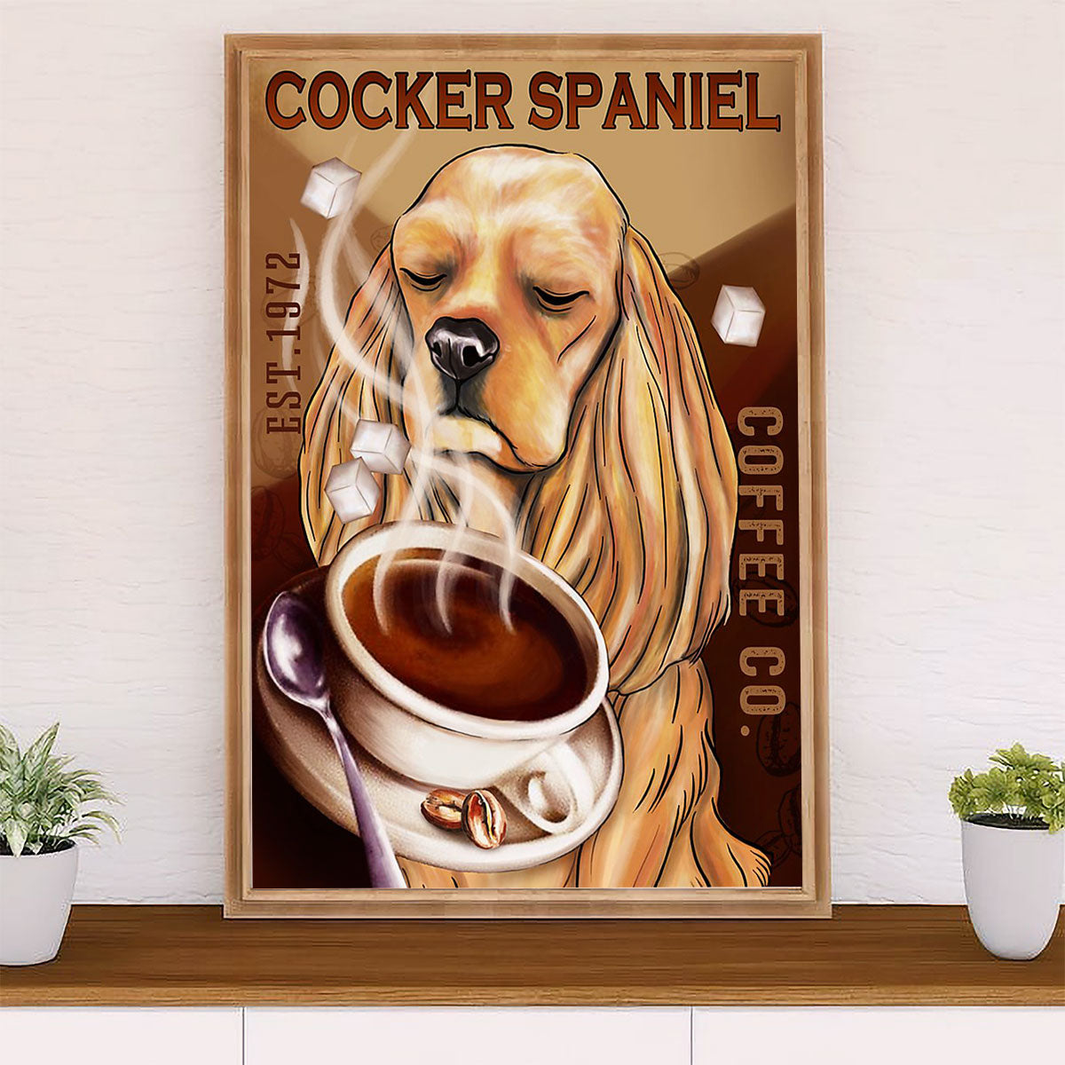 Cocker Spaniel Canvas Wall Art | Dog Coffee Co | Gift for Cocker Spaniel Puppies Lover