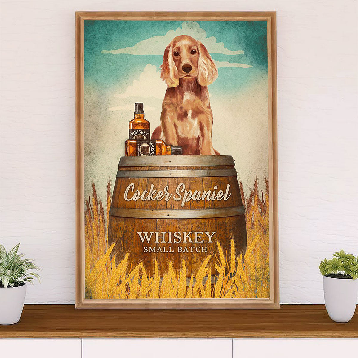 Cocker Spaniel Dog Poster | Dog Whiskey Small Batch | Wall Art Gift for Cocker Spaniel Puppies Lover