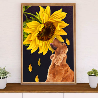 Cocker Spaniel Dog Poster | Sunflower Dog | Wall Art Gift for Cocker Spaniel Puppies Lover