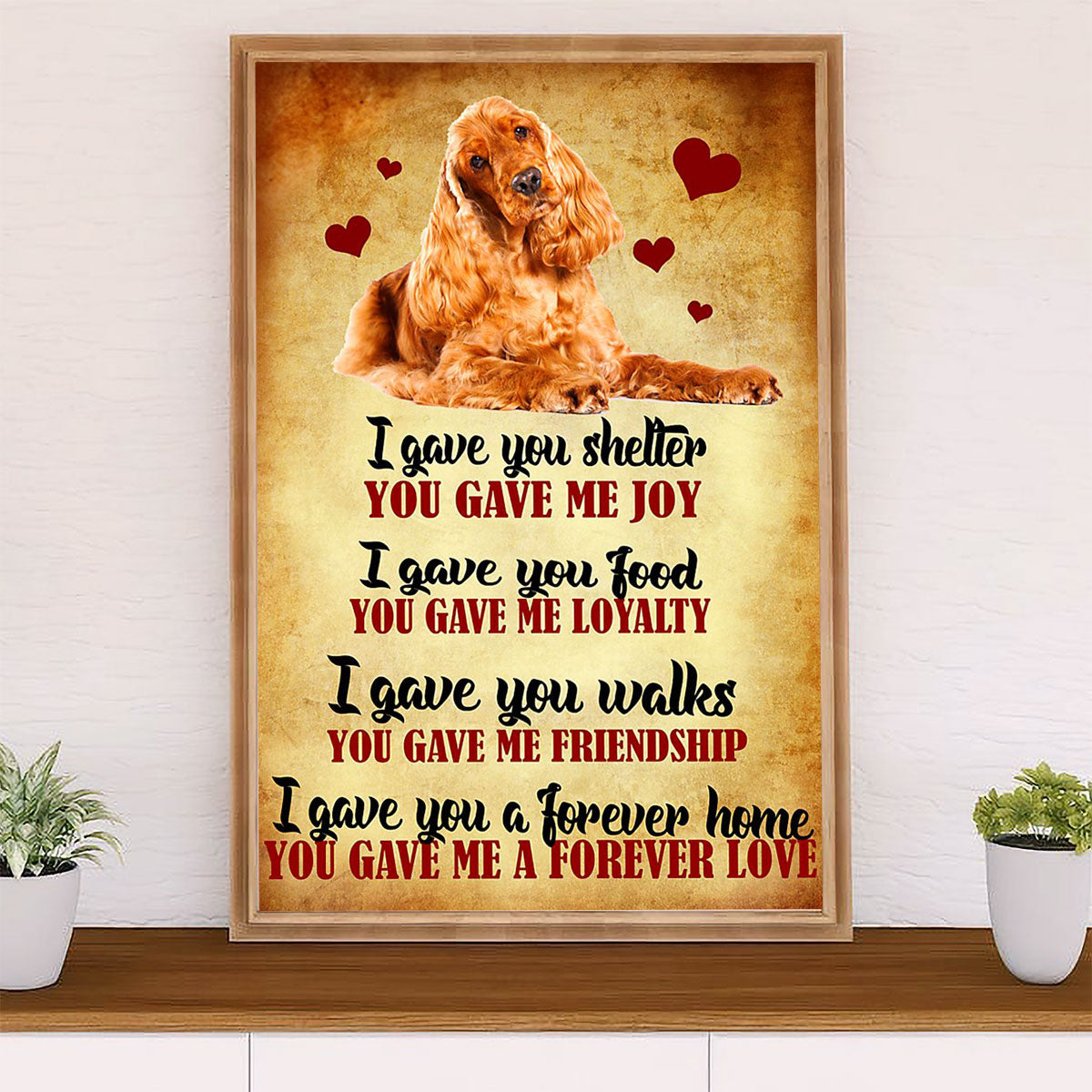 Cocker Spaniel Canvas Wall Art | Lovely Cute Quotes | Gift for Cocker Spaniel Puppies Lover