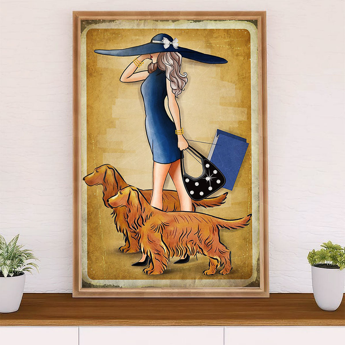 Cocker Spaniel Canvas Wall Art | Lady & Dogs | Gift for Cocker Spaniel Puppies Lover