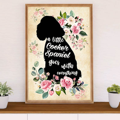 Cocker Spaniel Dog Poster | Flower Little Cocker Spaniel | Wall Art Gift for Cocker Spaniel Puppies Lover