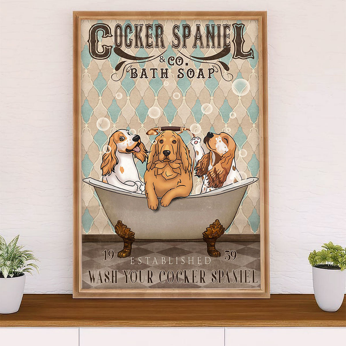 Cocker Spaniel Dog Poster | Dog Bath Soap | Wall Art Gift for Cocker Spaniel Puppies Lover