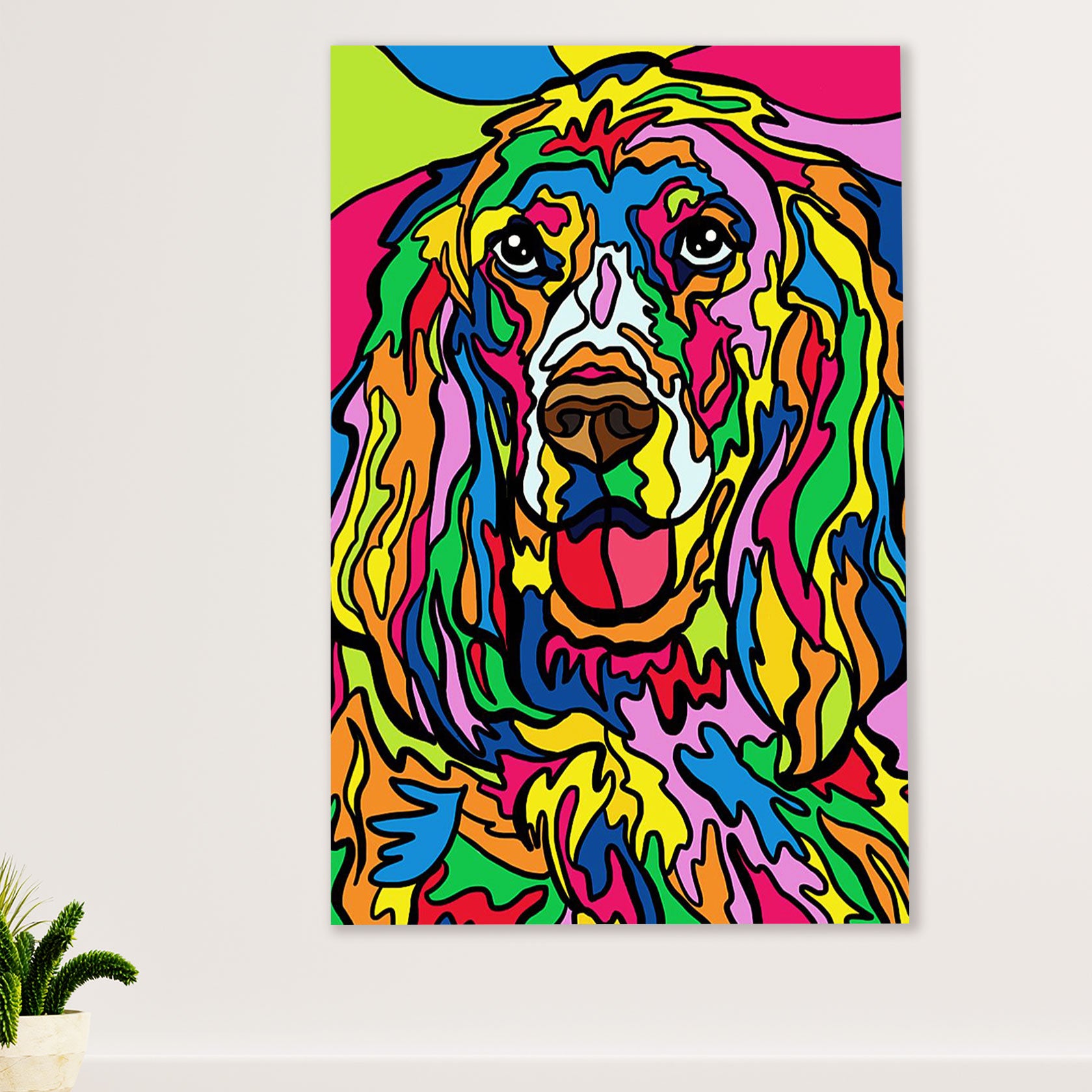 Cocker Spaniel Canvas Wall Art | Colorful Watercolor Dog Painting | Gift for Cocker Spaniel Puppies Lover