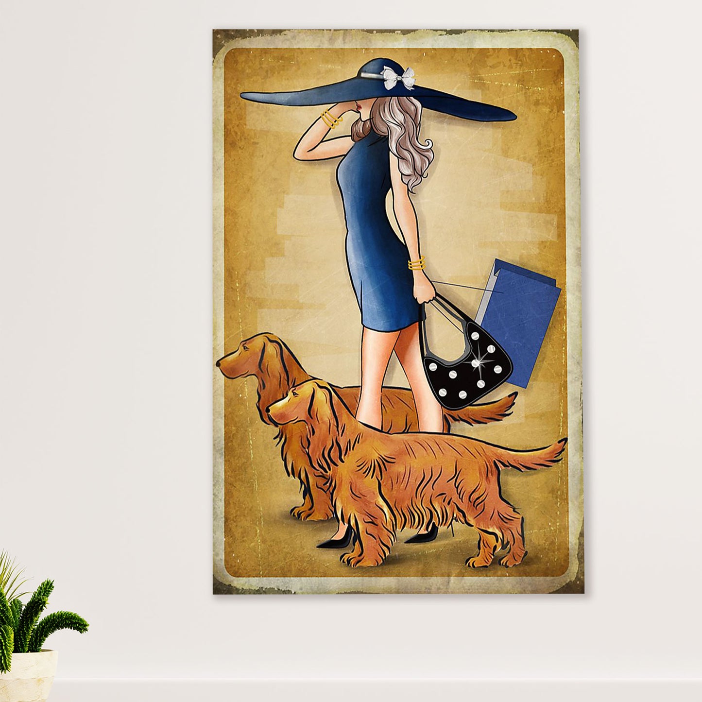 Cocker Spaniel Canvas Wall Art | Lady & Dogs | Gift for Cocker Spaniel Puppies Lover