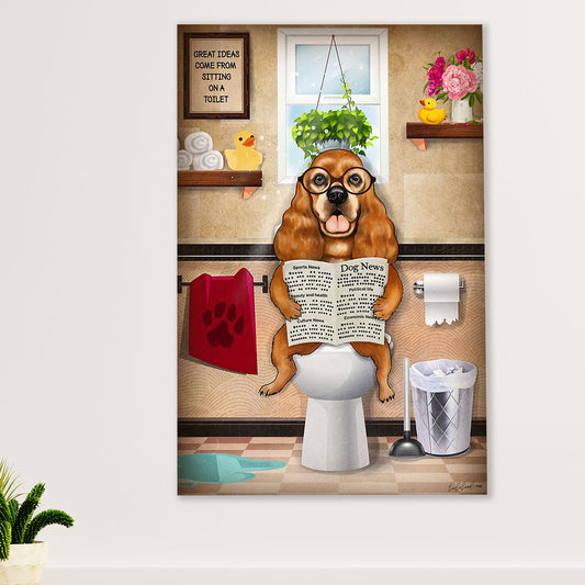 Cocker Spaniel Canvas Wall Art | Funny Dog in Toilet | Gift for Cocker Spaniel Puppies Lover