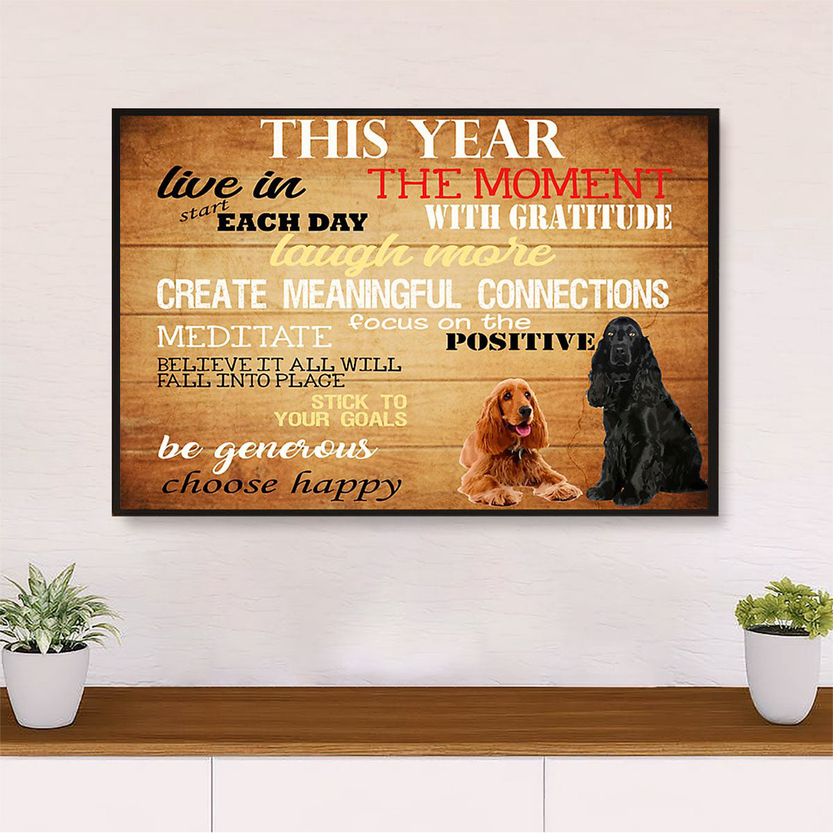 Cocker Spaniel Dog Canvas Wall Art | Choose Happy | Gift for Miniature Puppies Lover