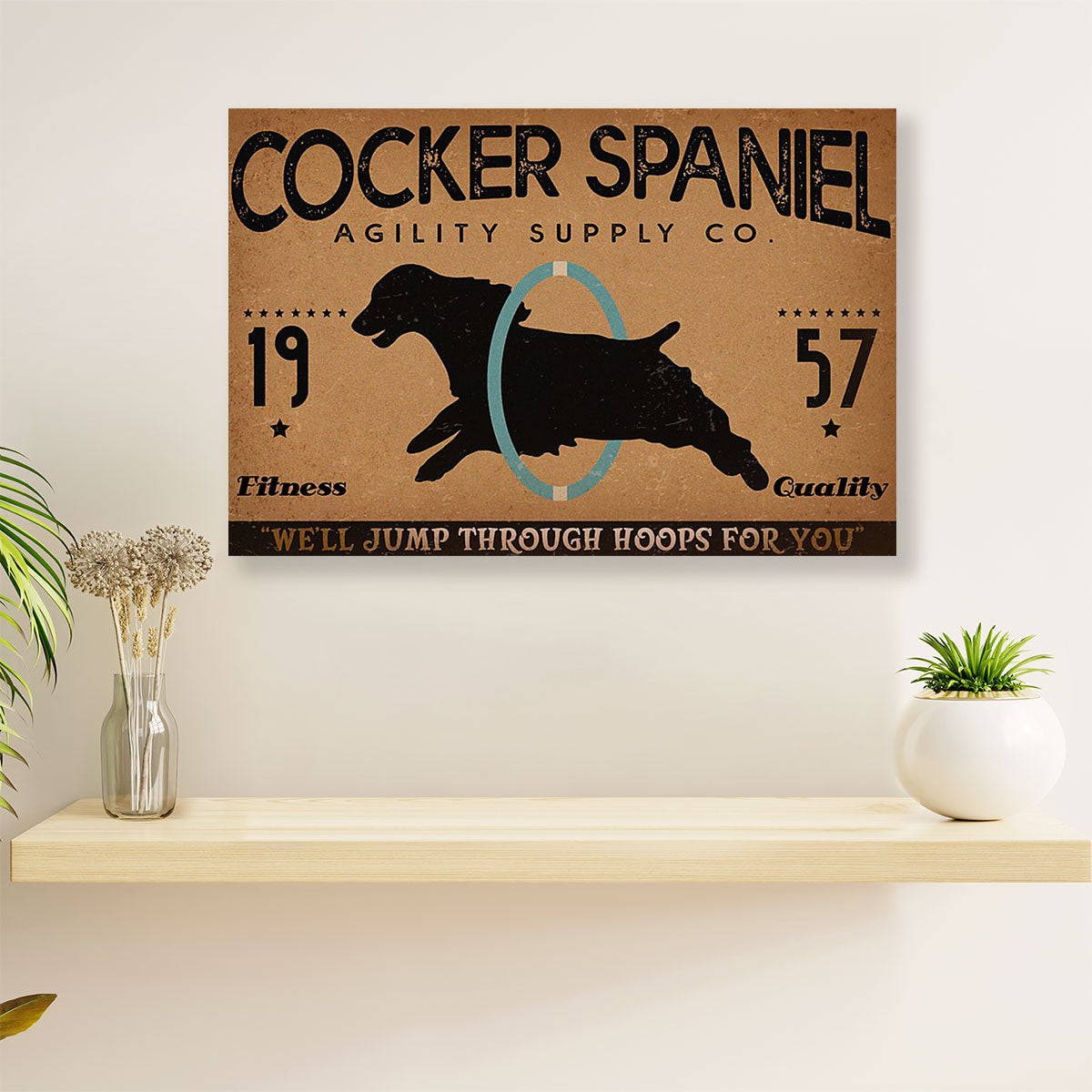 Cocker Spaniel Dog Canvas Wall Art | Cocker Spaniel We'll Jump | Gift for Miniature Puppies Lover