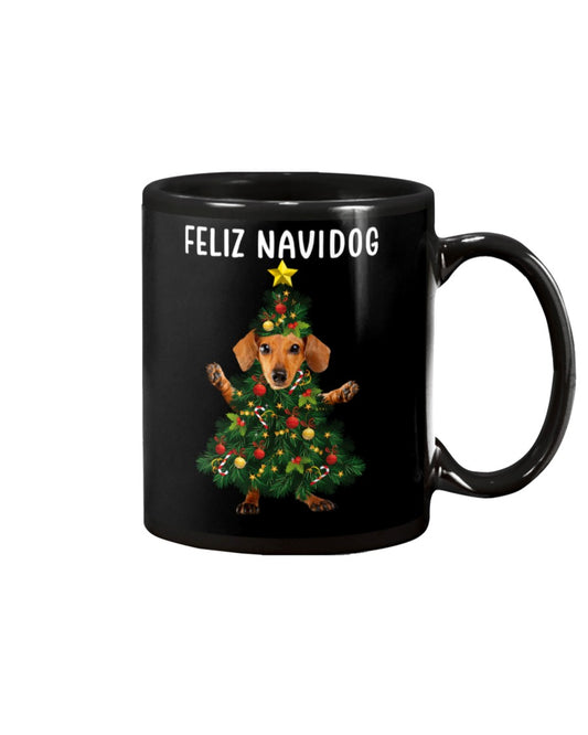 Dachshund Dog Coffee Mug | Feliz Navidog | Drinkware Gift for Dachshund Puppies Lover