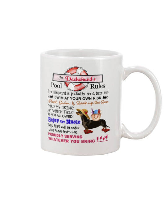 Dachshund Dog Coffee Mug | The Dachshund's Pool Rules | Drinkware Gift for Dachshund Puppies Lover