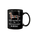 Dachshund Dog Coffee Mug | Distracted by Books & Dachshunds | Drinkware Gift for Dachshund Puppies Lover