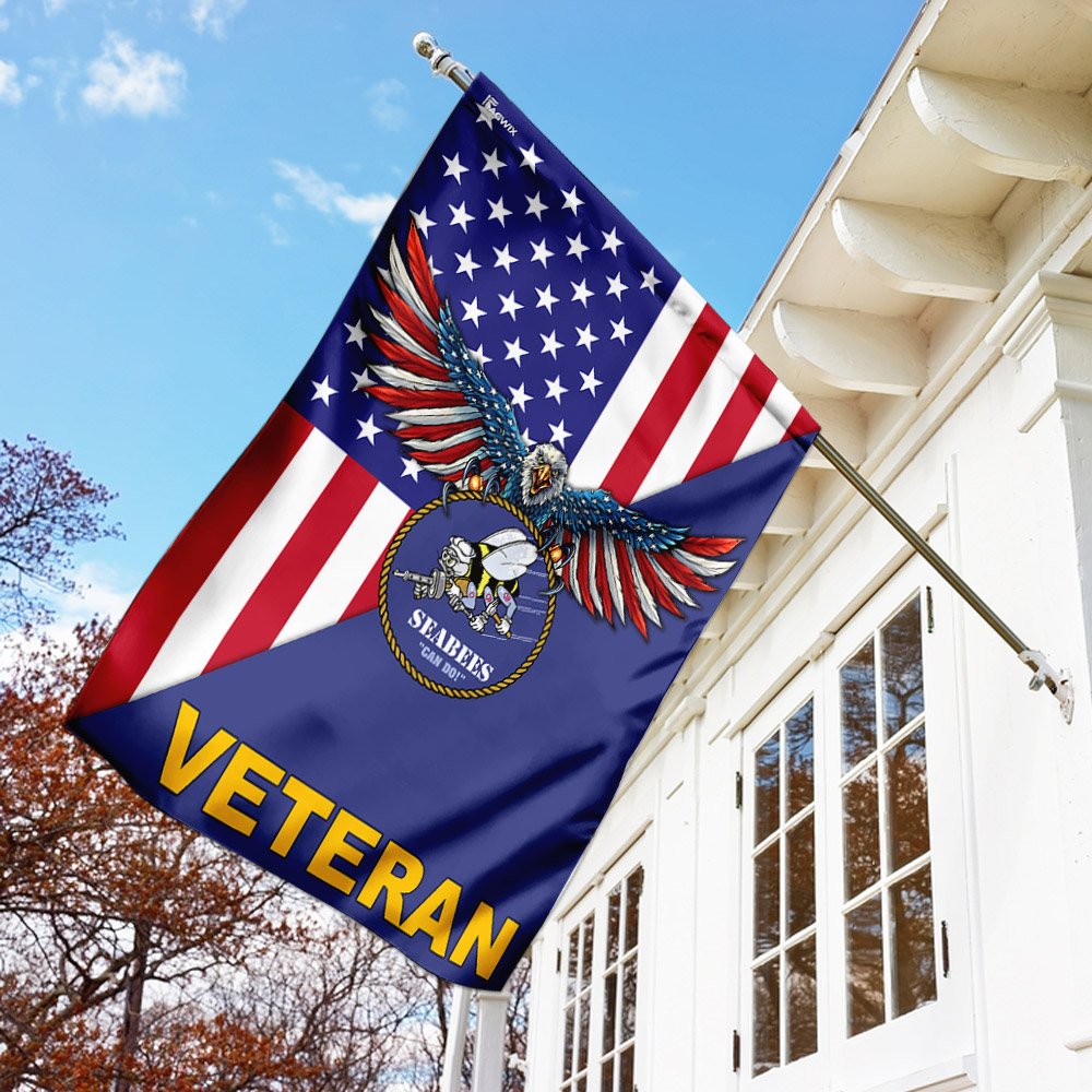 Navy Seabees Veteran American US Flag